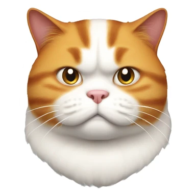 realistic fat grumpy ginger cat with white face  sticker