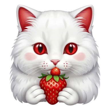 Cat eating a strawberry  sticker