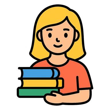blonde woman with textbooks sticker