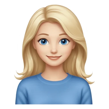 hyper realistic glamourous pale woman, Long blonde balayage hair, smiling, beige sweater & blue eyes sticker