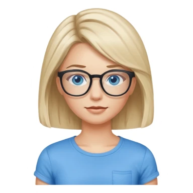 Bionda occhi celesti occhiali pantaloncini top sticker