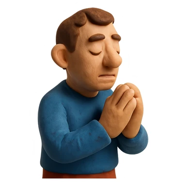 claymation style man praying sticker
