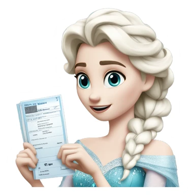 Elsa from disney holding a payslip sticker
