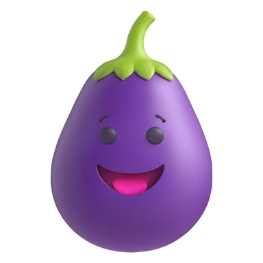 eggplant, 3D emoji style sticker
