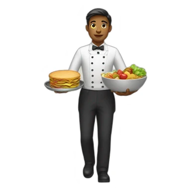 waiter carries food sticker
