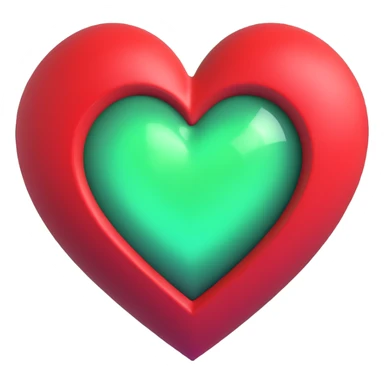 3D emoji style red heart with magical glowing core sticker