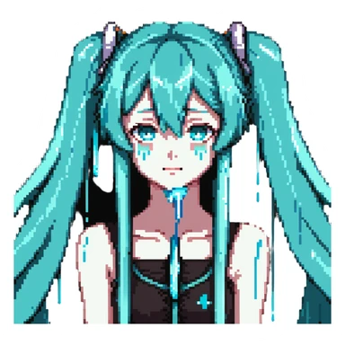 Hatsune Miku crying reaction with tears sticker