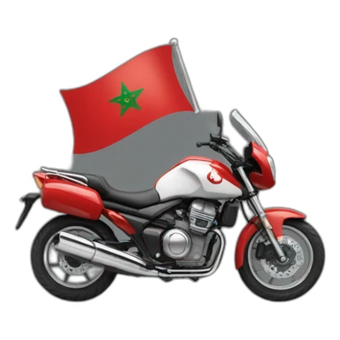 une moto avec le drapeau du Maroc derrière sticker