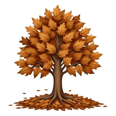 leafless tree with pile of leaves below preparing for winter sticker