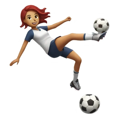 blod girl kicking a soccer ball in the air sticker