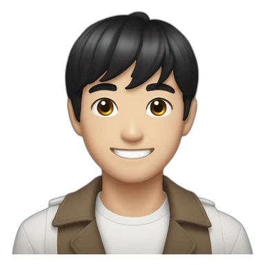 kim taehyung with black hair and smiling sticker