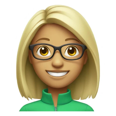 smiling girl with green glasses indoors  sticker