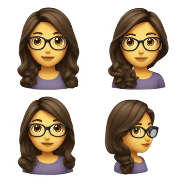 Fille brune cheveux long avec lunettes sticker