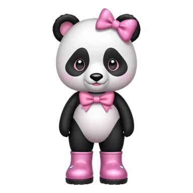 Panda with pink bow on head and pink boots that are sparkly and make the panda stand sticker
