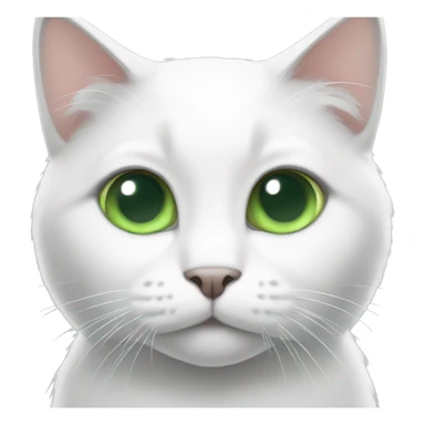A white cat with her ears and tail black and green eyes sticker