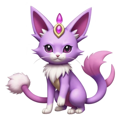 Meowth-Espeon-Skitty-Pokémon-Fakémon-hybrid-creature (full body) sticker