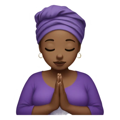 Dark Plus size woman praying with purple head wrap   sticker