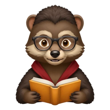 kitap okuyan gözlüklü bal porsuğu sticker