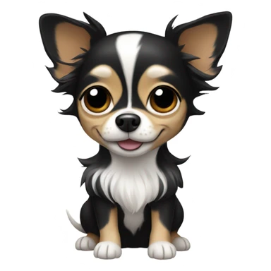 Chihuahua black and white long hair sticker
