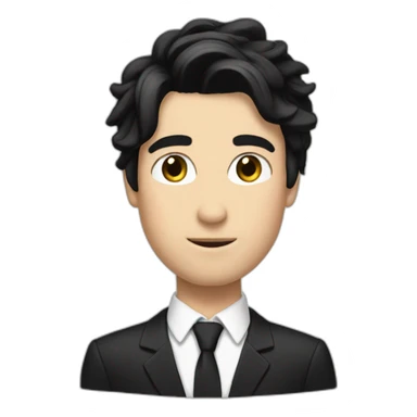 androgynous white guy bang black hair white short black tie sticker