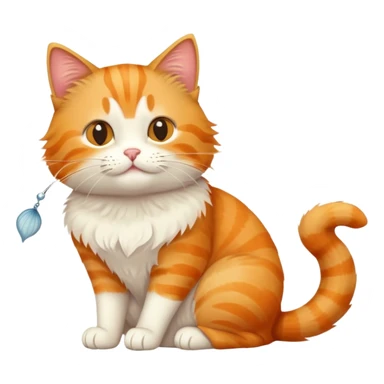 cat full body sitting eating a fish sticker