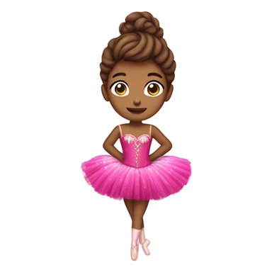 Ballerina with brown hair and hot pink glittery corset tutu  sticker