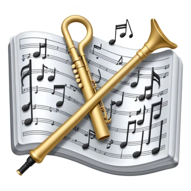Create an artistic emoji that represents music arrangement and orchestration. The design should feature various orchestral instruments (drums, violin, electric guitar, synthesizer) and conductor's baton, musical scores. Incorporate flowing lines to represent harmony and orchestral balance, along with a subtle representation of sheet music. Use rich, classical colors like gold, silver, or deep blue, and create an atmosphere of sophistication and precision. The background should be transparent. sticker
