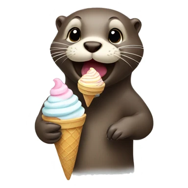 Otter eating ice cream  sticker