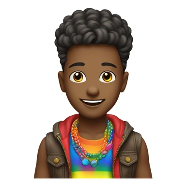 outdoor portrait of stylish boy gay pride sticker