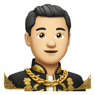 rich chinese man with gold chain in national dress sticker