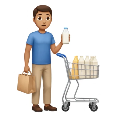 man full body buying a milk sticker