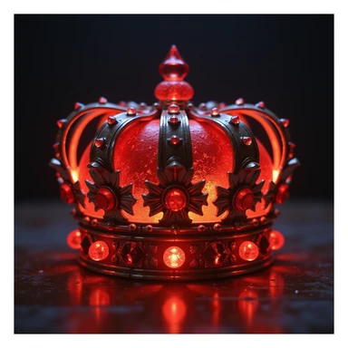 Remove the background, keep the crown large, glowing red, highly detailed, realistic lighting, with gems, with no background (transparent). sticker