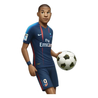 mbappé with a ball sticker