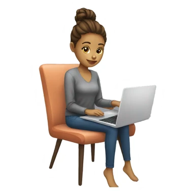 beautiful girl sitting on a chair and working on a laptop sticker