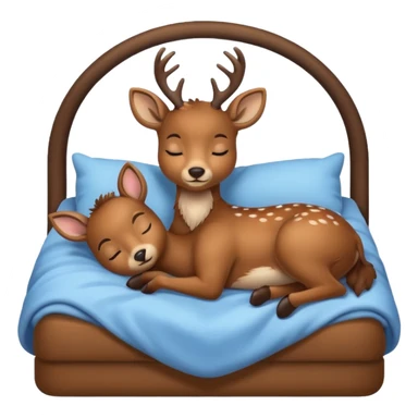Cute deer sleeping in bed sticker