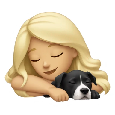 Blonde Girl sleeping with a black pitbull  sticker