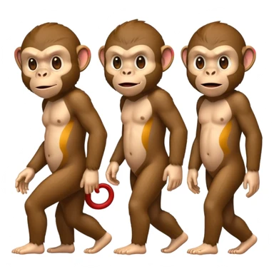 evolution sequence showing ape to monkey to man, emoji style sticker
