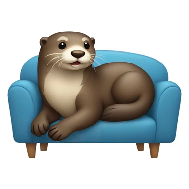 happy otter sitting on a blue sofa sticker