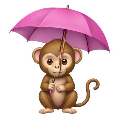 monkey with pink umbrella closeup view sticker