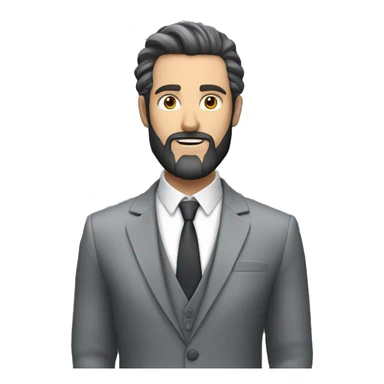 a white an in a grey suit with a dark beard and hair slick back showing both of his hands like he's explaining something sticker