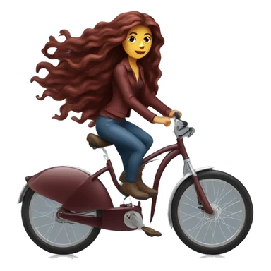Beautiful burgundy long haired woman riding a bike sticker