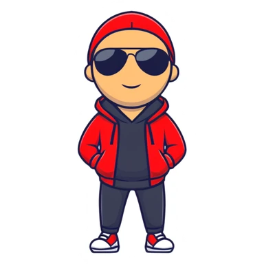man with aviator sunglasses wearing a red hoodie sticker