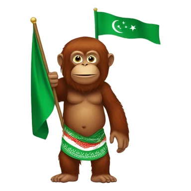 Orangutan with the flag of Turkmenistan sticker