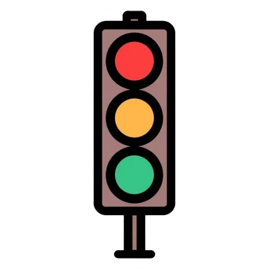traffic light with red light illuminated, stop signal sticker