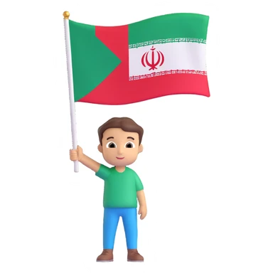 A boy holding the Iran flag. sticker