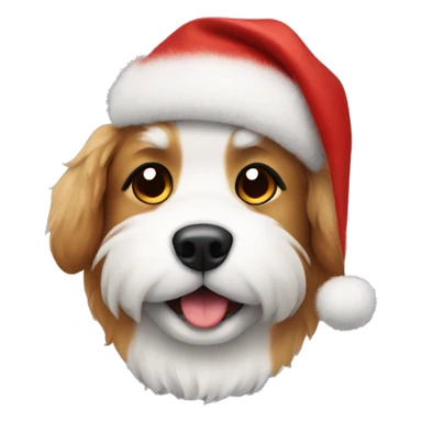 Fluffy dog with Christmas hat  sticker