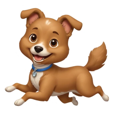 smiling emoji dog delivering a resume, mid-run, minimal details sticker