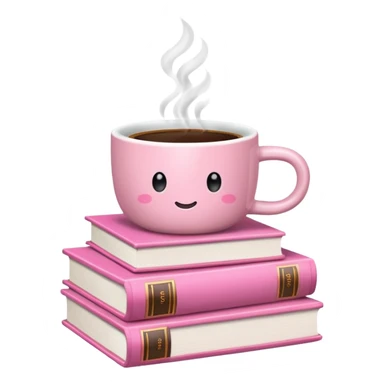 Pink Books and Cute Coffee  sticker