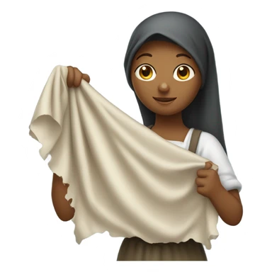 young washerwoman with large open cloth sticker