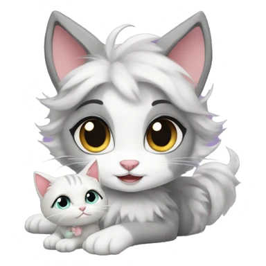vanellope the furry gray with white kitty sticker